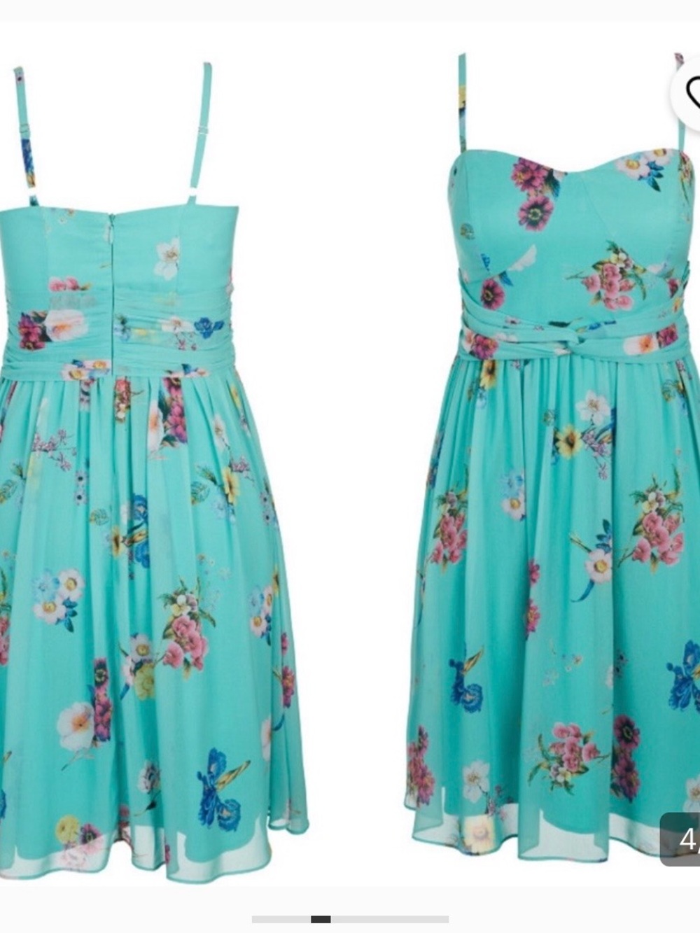 City Chic Aqua Floral Spaghetti-Strap Dress